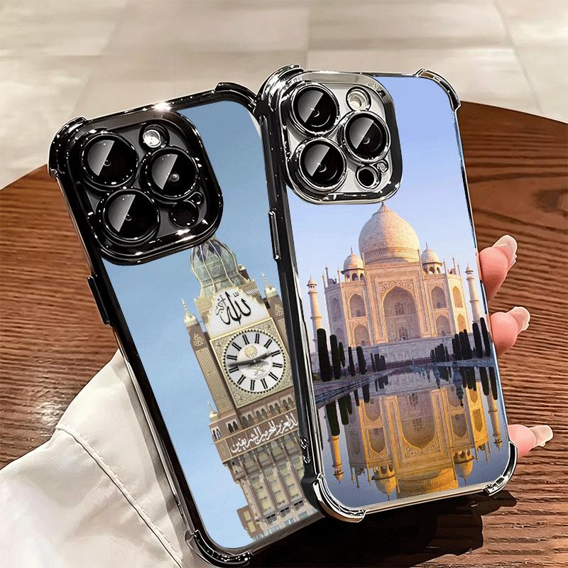 Islam Muslim Mosque Soft Phone Case For iPhone 15 16 17 Air 14 Pro Max 16E Plus 13 12 Mini Plating Anti-Fall Fundas