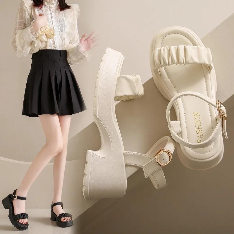 Fashion Fairy Style Thick Heels for Summer Wear In 2025, New Small and Thick Soles with Fashionable Beach Sandals