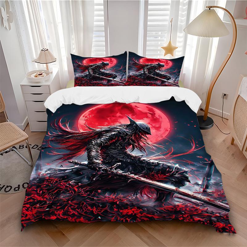 3 Stück Blutmond-Krieger Fantasy-Kunstdruck Heimdekoration Bettwäsche-Set - Universelles Dreiteiliges Set für Schlafzimmer, Gästezimmer, Wohnzimmer, Hotel - Perf