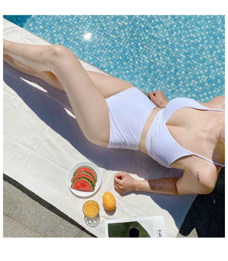 2023 Women's Solid Color Push-Up Bikini Set: Hard Cup Top & High Waist Bottoms