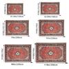 1Pc 2D Printed Velvet Carpet, Red Blue Persian Floral, Vintage Bohemian Geometric, Machine Washable, Multi-Size Home Decor Rug f