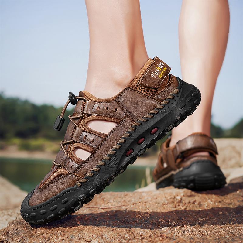 Summer Men's Large Size Sandals Fashion Roman Sandals Handmade Mesh Casual Shoes Platform Outdoor Men's Beach Sandals