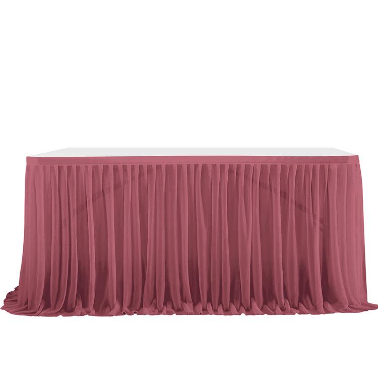 Table Skirt Pleated Table Circumference Birthday Party Wedding Decoration Ruffle Edge Elastic Thin Gauze Table Skirt Tulle