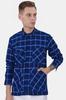Downriver Blue and White Twill Checkered Premium Cotton Designer Overshirt
