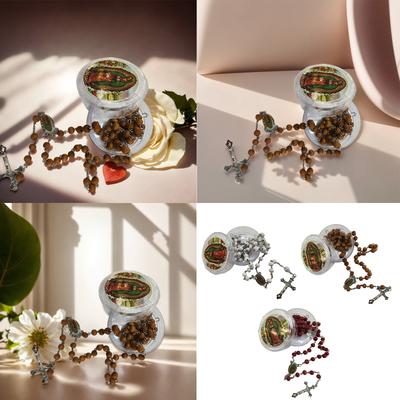 Catholic Prayer Rosary Necklace with Wooden Beads Includes Crucifix and Elegant Gift Box Christian Religious Communion