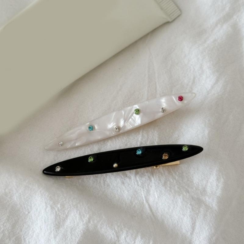 Elegant Rhinestones Hair Clip With Colorful Crystals Acetate Acid Design Hair Pin For Women And Girl Daily Wear