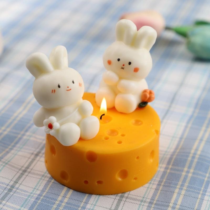 3D Rabbit Silicone Mold Easter Aromatherapy Candle Mould Resin Clay Soap Making DIY Craft Chocolate Cake Decorating Tool