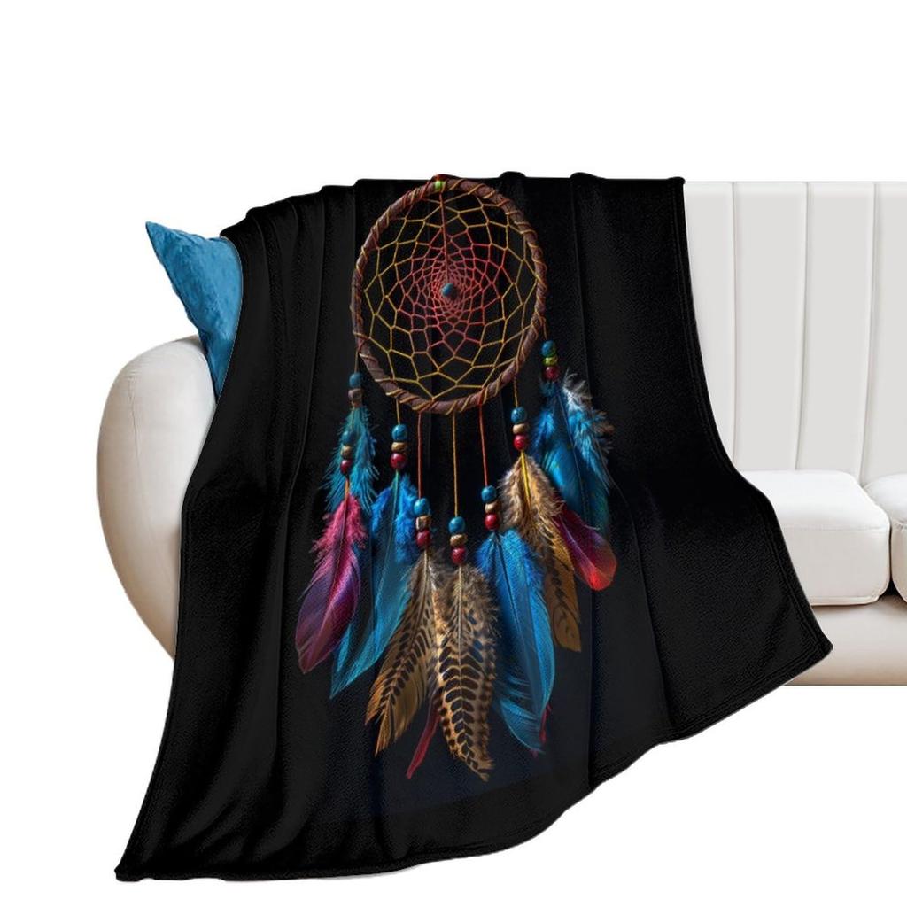Dreamcatcher Blanket Boho Dream Catcher Plush Throw Blanket Flannel Fleece Blanket for Travel, Airplane, Bed, Couch, Car, Gift