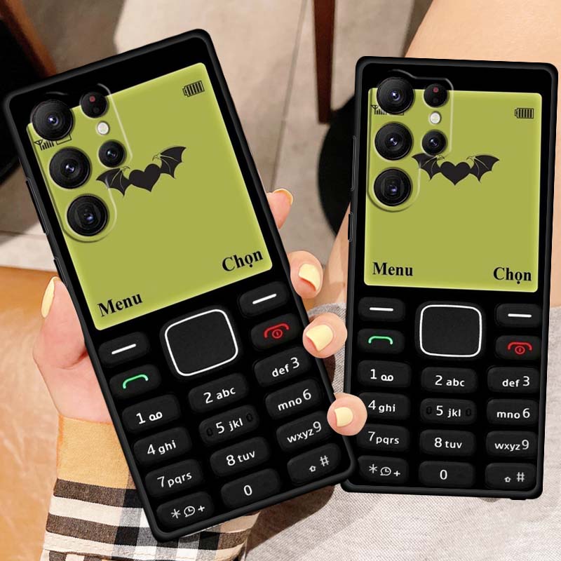 Luxury Vintage Phone Pattern Phone Case For Samsung Galaxy S26 S25 S24 S23 S22 S21 S20 Ultra Plus FE 5G Black Soft TPU