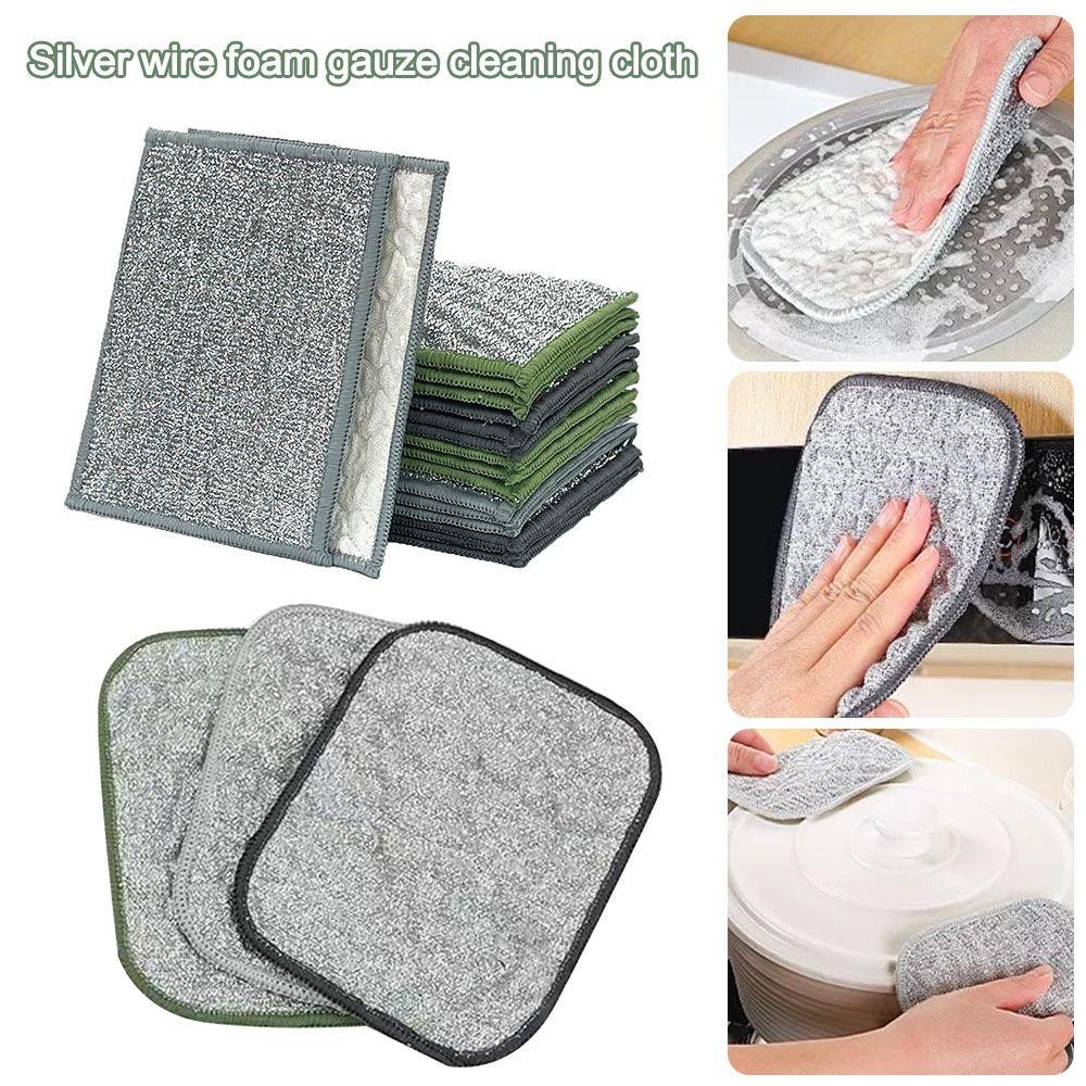 Wiping Rags Kitchen Cleaning Cloths Non-Stick Oil Microfiber Dishcloths Dishwashing Cloth Double-side Reusable Scouring Pad
