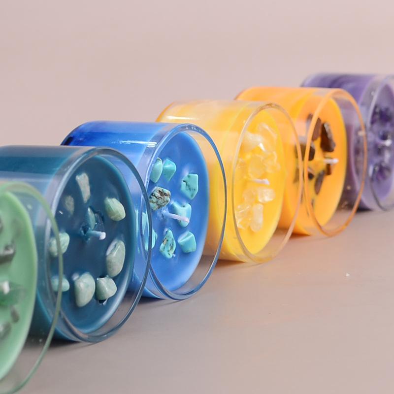 Colored Glass Cup Crystal Stone Scented Candle Wedding Souvenir Natural Fragrance Soy Wax