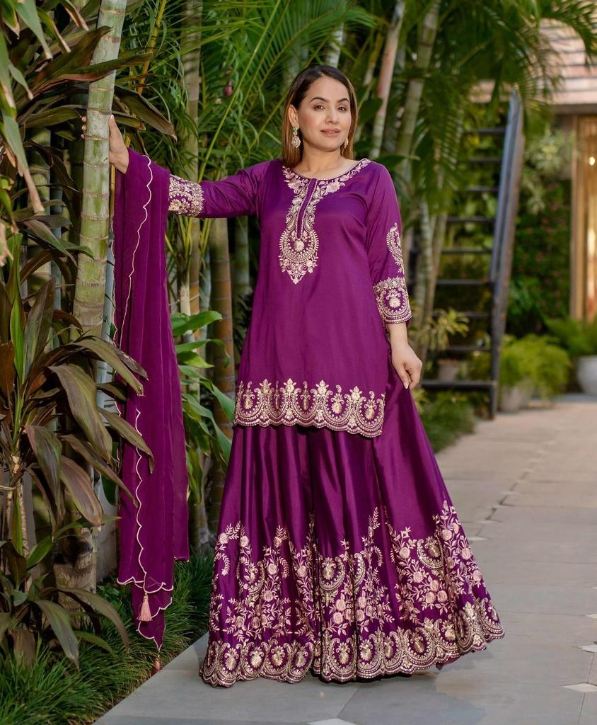 Costum Sharara Salwar de Petrecere de Designer pentru Femei Bollywood Salwar Kameez Indian Pakistani