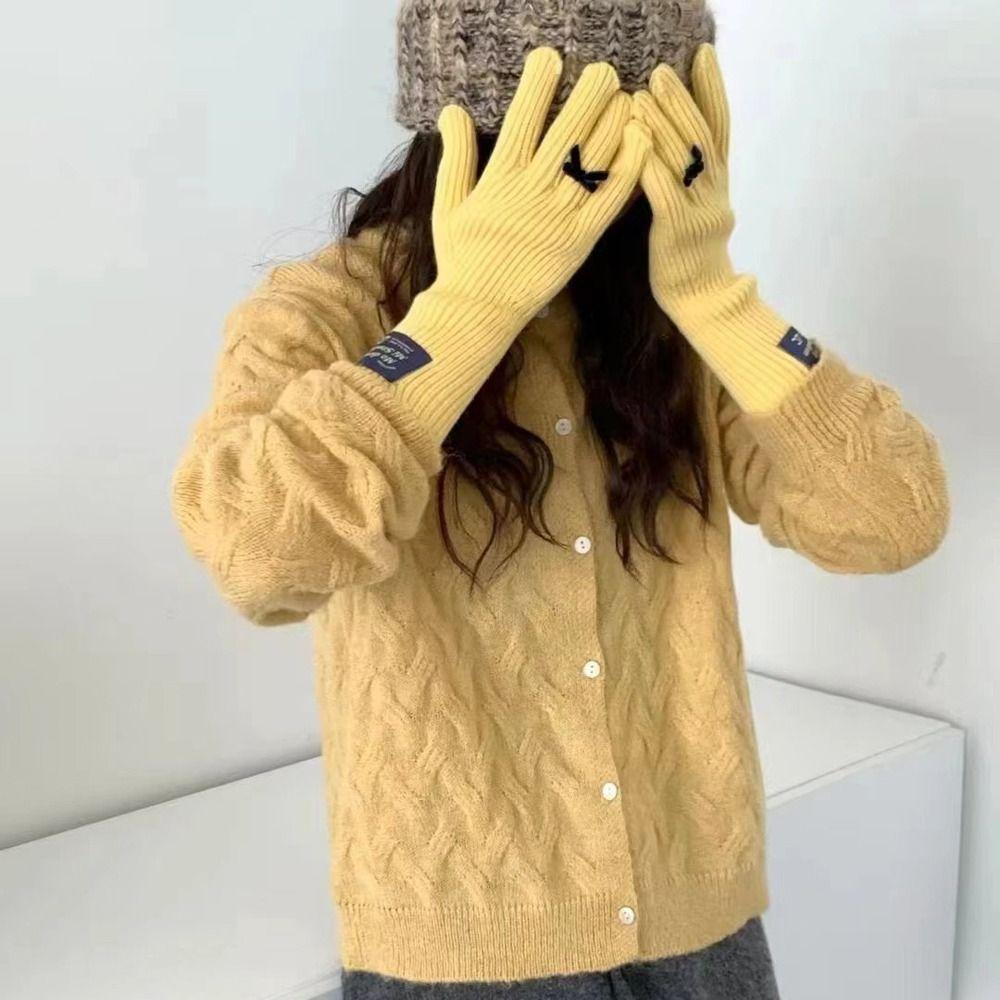 

Вязаные перчатки с бантом в стиле Y2k Харадзюку Теплые перчатки для верховой езды Длинные варежки Женские зимние перчатки Студент style 3