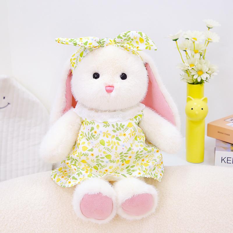 Satedudu Aiji Rabbit Doll Small Fresh Plush Toy Floral Skirt Cute Rabbit Doll Comfort Gift