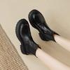 Krazing Pot Sheep Skin Round Toe Winter Med Heels Chelsea Boots Women Zipper Retro Fashion Platform Ankle Boots