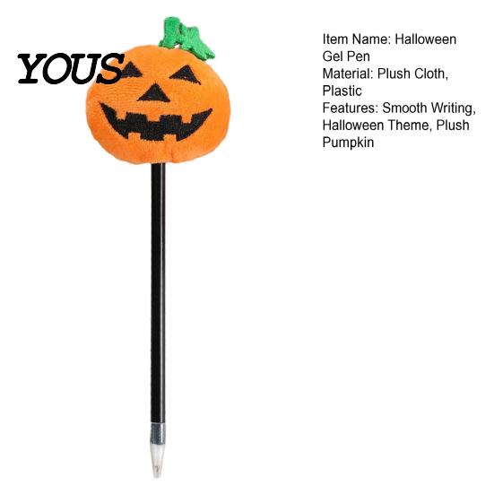 Gel Pens Halloween Pumpkin Ink Pen, 0.7mm Rollerball Pen with Plush Pumpkin, Novelty Black for Party Favors, Gift Supplies Smooth Writing