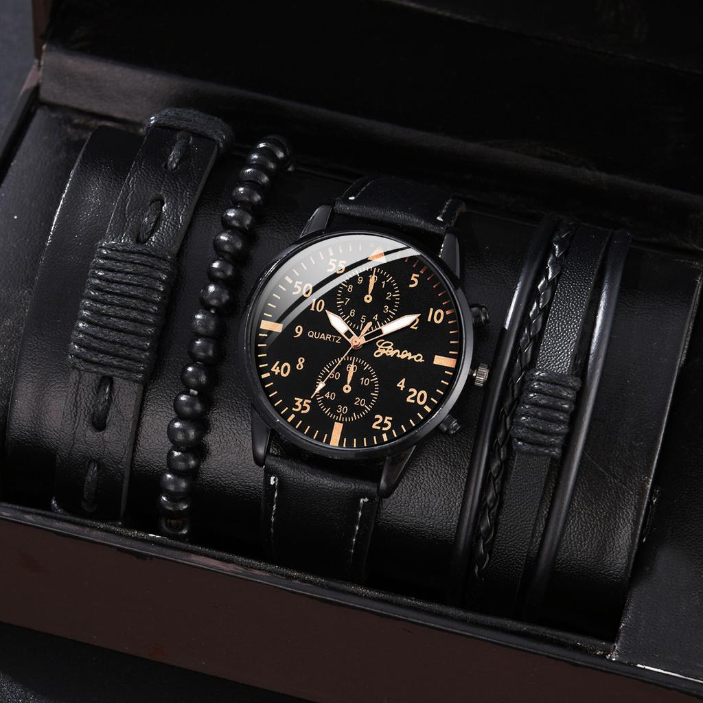 Men's Watch High-end Hong Kong Style Fashion Watch Fashion Versatile Quartz Watch High-end Watch Men's Watch Set