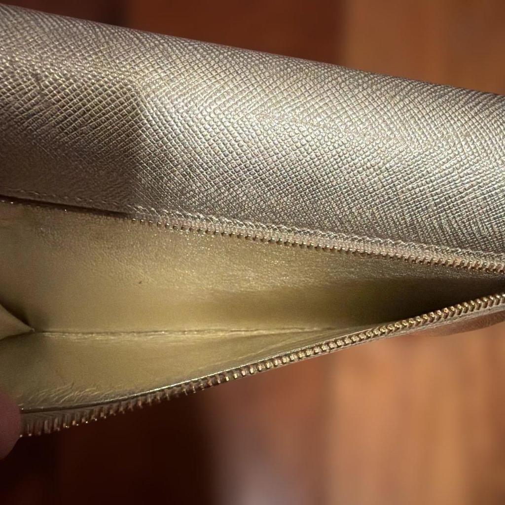 Used PRADA Saffiano Long Wallet Gold