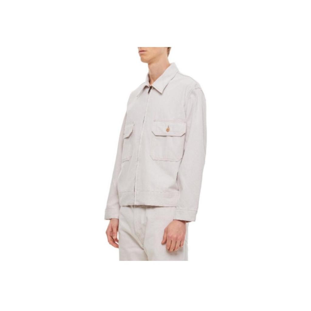 Levis Lmc High-End Series Solid Color Polo Pocket Zipper Long Sleeve Loose Jacket Men Jackets White A2195-0001
