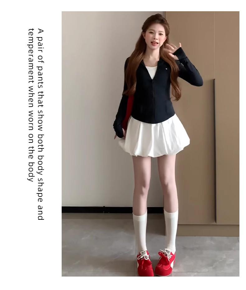 

2025 Summer Women s White Flower Bud Mini Skirt: High Waist A-line, Puffy French Style, Versatile Half Body Skirt Pants XL (119-130 jin)