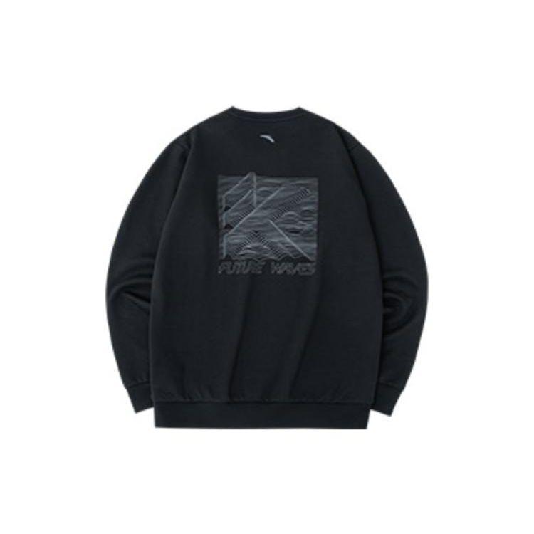 Anta Round-Neck Long-Sleeve Sweatshirt With Abstract Back Print Men Tops Black 152231710-4