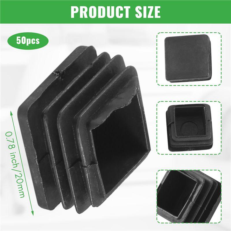 Good-Chair Leg Plastic Blanking End Cap Square Tube Insert Black 20Mmx20mm 50Pcs