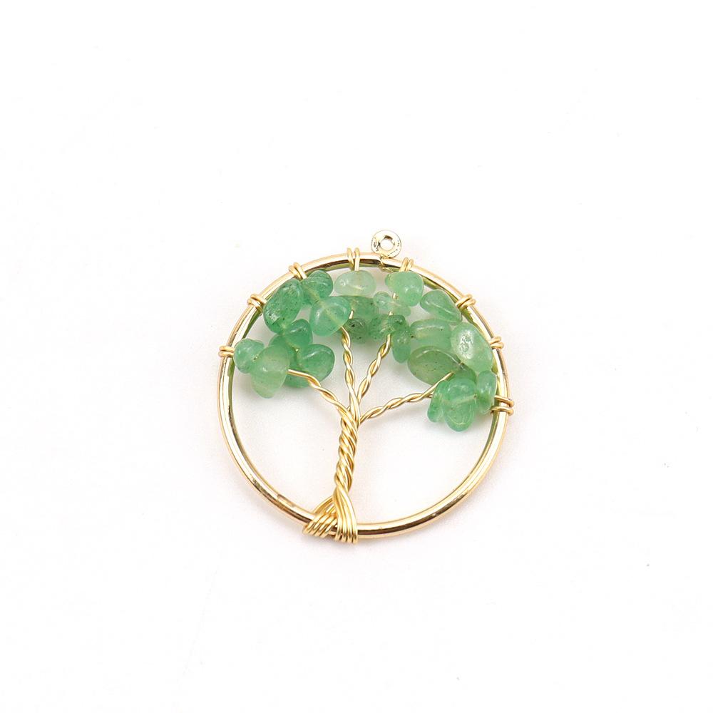 Gold 3Cm Tree Of Life Pendant Natural Crystal Gravel Fortune Tree Necklace Diy Accessories N114