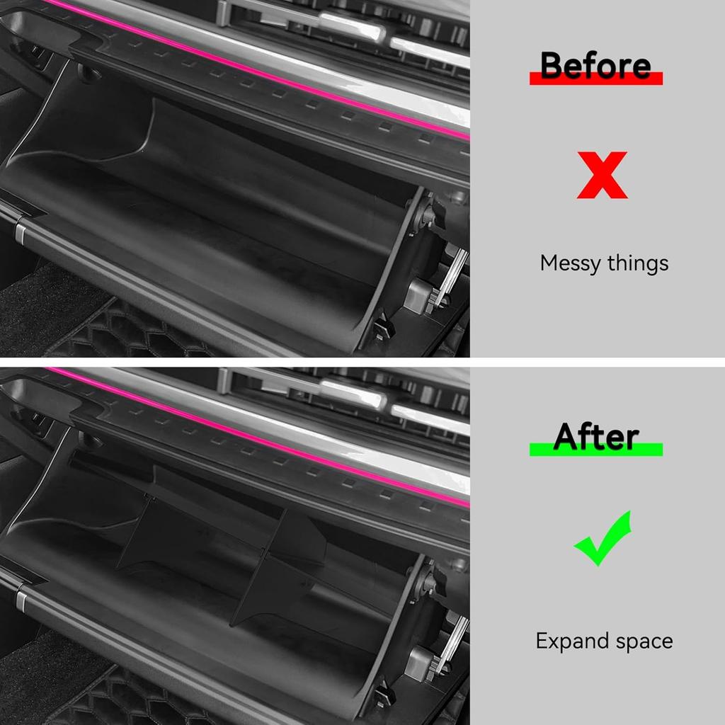 LUCKEASY Glove Box Divider For Hyundai Santa Fe 2026 2025 2024 Organizer Divider For Santa Fe Accessories ABS All-Weather Waterproof Black