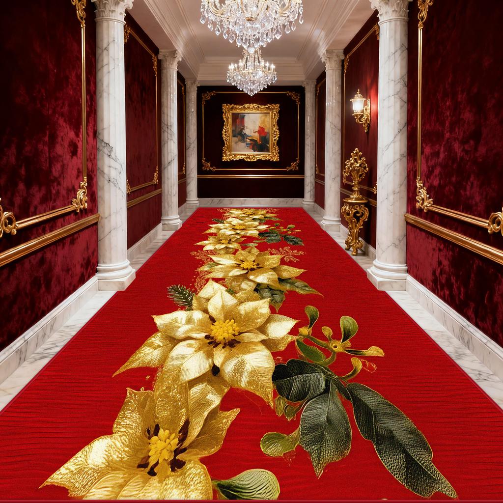 Hallway Carpet Golden Flower Red Hall Carpet Path To Floor in The Corridor Runner Rug Doorway Kitchen Aisle Mat Size