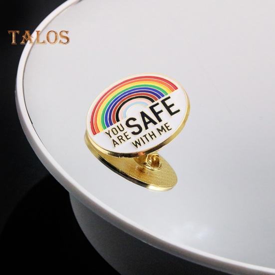 Spille Sei Al Sicuro con Me Spille Smaltate Arcobaleno da Bavero con Citazione Ispiratrice Spilla Color Block per Abbigliamento Borse Zaini Giacche Cappello