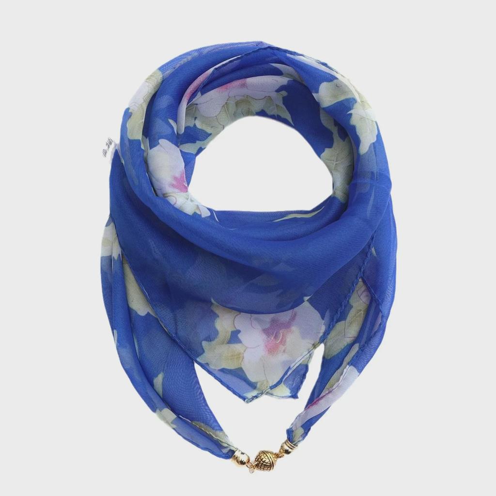 Women's Summer Magnetic Buckle Silk Scarf: Versatile, Fashionable Chiffon Square Scarf for Shirts