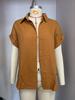 Dameslos Kortmouwig Shirt Reverskraag Enkele Rij Knopen Effen Kleur Casual Blouse Lente Zomer Forens Top