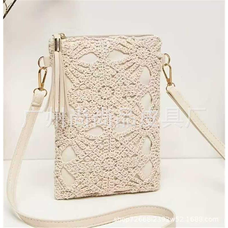 Bag Women's Lace Hollow Casual Style Mini Mobile Phone Bag Fashion Versatile Hollow Cotton Thread Pattern Shoulder Bag