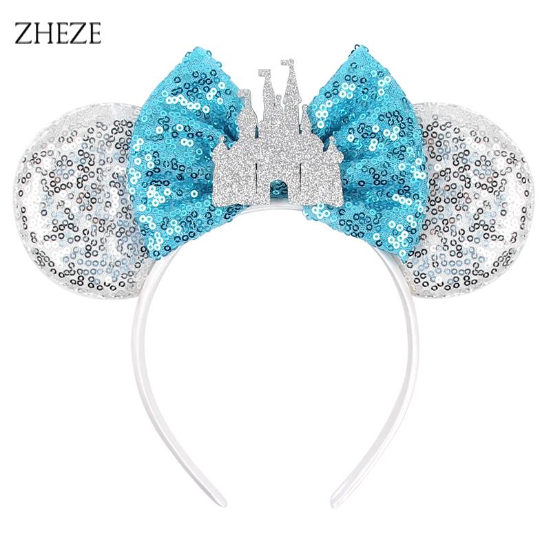Disney Glänzendes Schloss Mausohren Stirnband Jungen Mädchen Festival Party Cosplay Haarband Frauen DIY Haarschmuck Cartoon Geschenk