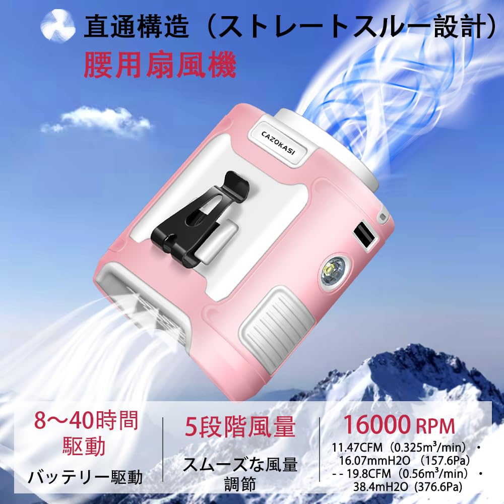 2024 Belt Portable Waist PSE Jet Portable or Tabletop 5 Speed Ideal for Outdoor Work and Heatstroke Prevention Pink Fan, Fan, Fan, Certified, Fan,