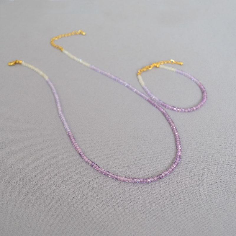 French Niche Design Elegant Shining Section Gradual Change Colored Gemstones Beaded Sweet Cute Temperament Necklace Bracelet