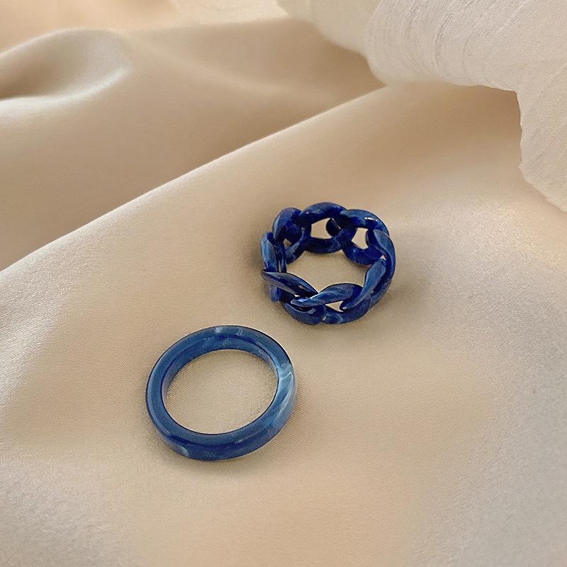 

Niche retro two-piece set ring, hipster personality index finger ring ins resin ring jewelry One size fits all