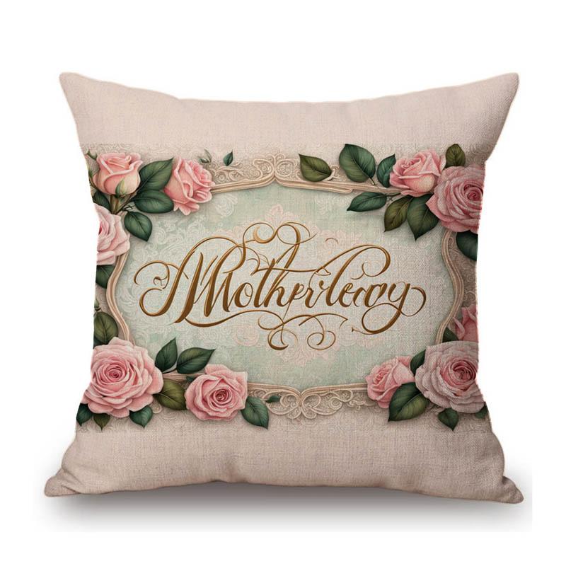 Flower Wreath Floral Letter Art Mother Day Gift For Mama Gratitution Decorative Sofa Throw Pillow Case Linen Cushion Cover