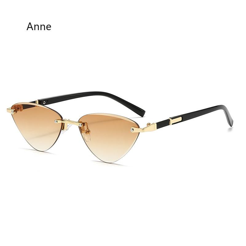 Rimless Sunglasses Cat Eye Fashion Popular Women Men Shades Small Ellipse Sun Glasses for Female Male Party Traveling Oculos