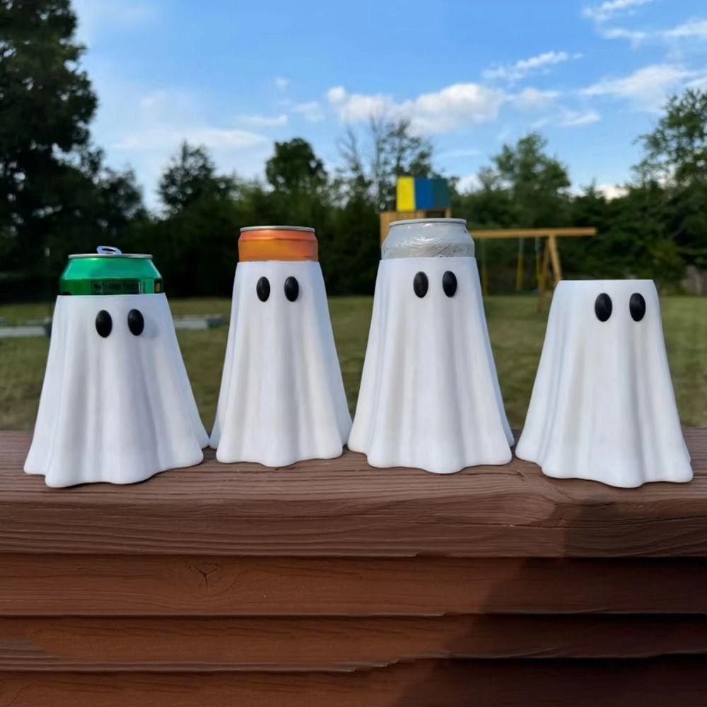 Spooky Beverage Can Cover 12 Oz Ghost Beverage Sleeve Party Supplies Beer Can Stand  Party Gift