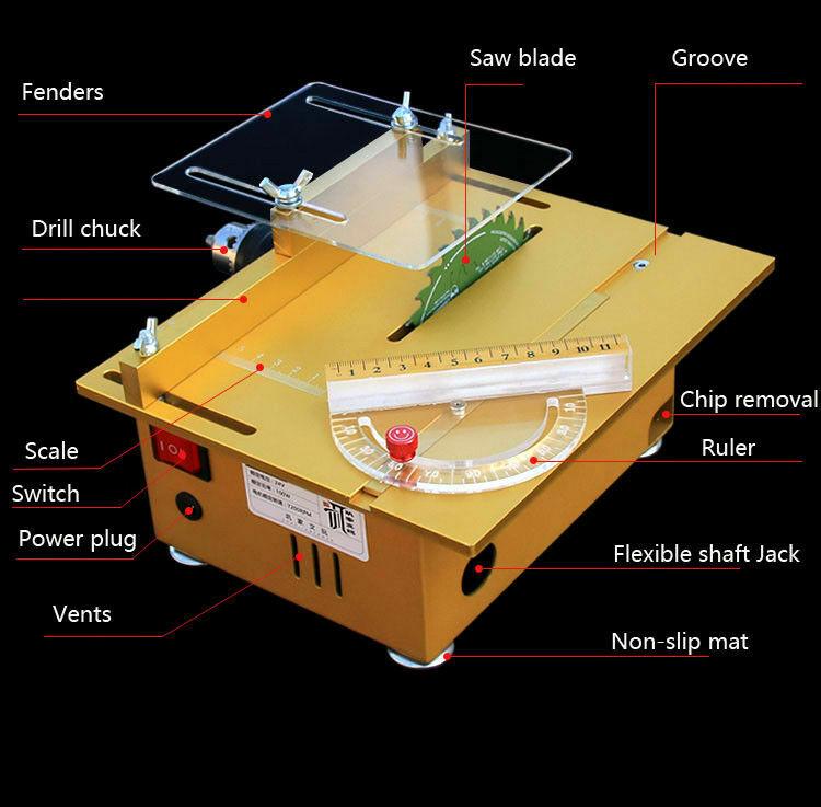 Electric Table Saw Polisher Machine Mini Grinder Lathe Cutter Multifunctional