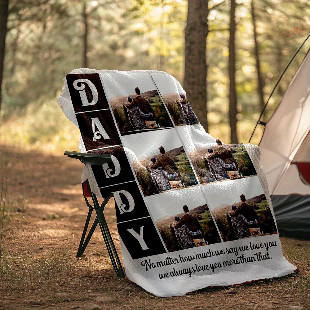 240Gm2 Father'S Day Custom Your Picture Outdoor Blanket Suitable For All Seasons Cozy And Warm Soft Blanket Suitable For Travel Gift For Dad Birthday