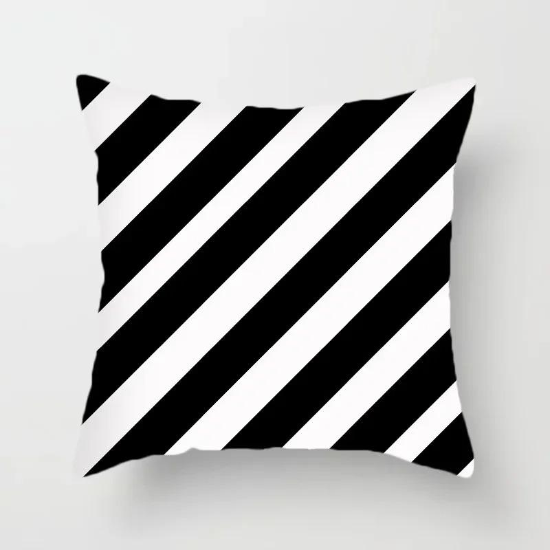 Black and white classic pillowcase polka dot stripes geometric pattern cushion simple modern style sofa decoration pillow