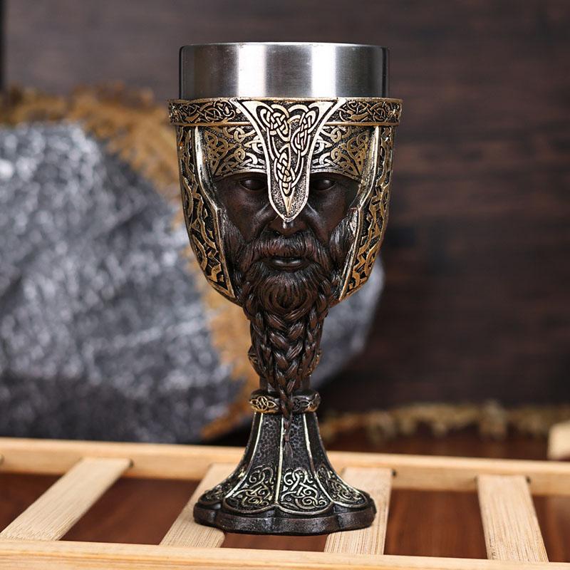 

High Footed Cup 3d Stereoscopic Viking Cup -24026 Bull Horn Viking Red Wine Cup Viking General High Footed Cup Big Axe Viking