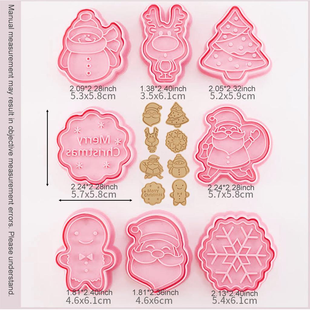 Keksausstecher Weihnachten Teig Stempel Kunststoff 3D Cartoon Pressbare Keksform Süßwaren Backen Gebäck Backformen