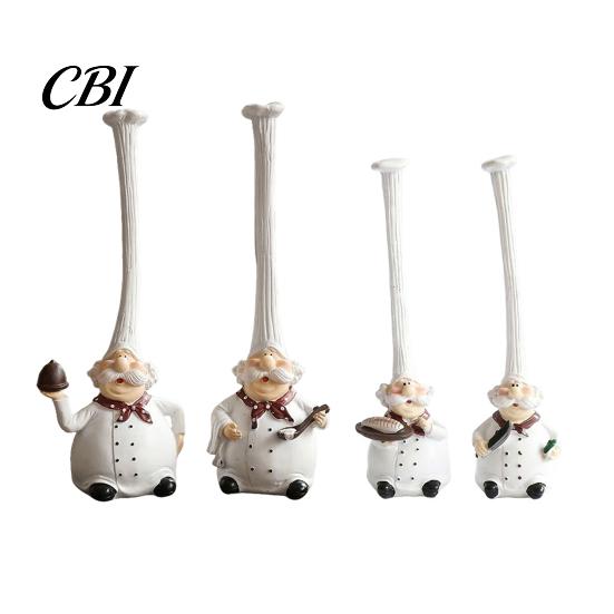 Tabletop Decorative Dolls 2Pcs Tall Hat Chef Figurine for Kitchen And Restaurant Decor, Hand-Painted Cartoon Western Food Baking Decoration