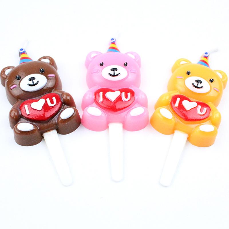 

New Three-dimensional Hug Bear Birthday Candle Ins Korean Style Children s Cute Teddy Cute Pet Cake Decoration Candle Hug Bear Candle - Chocolate