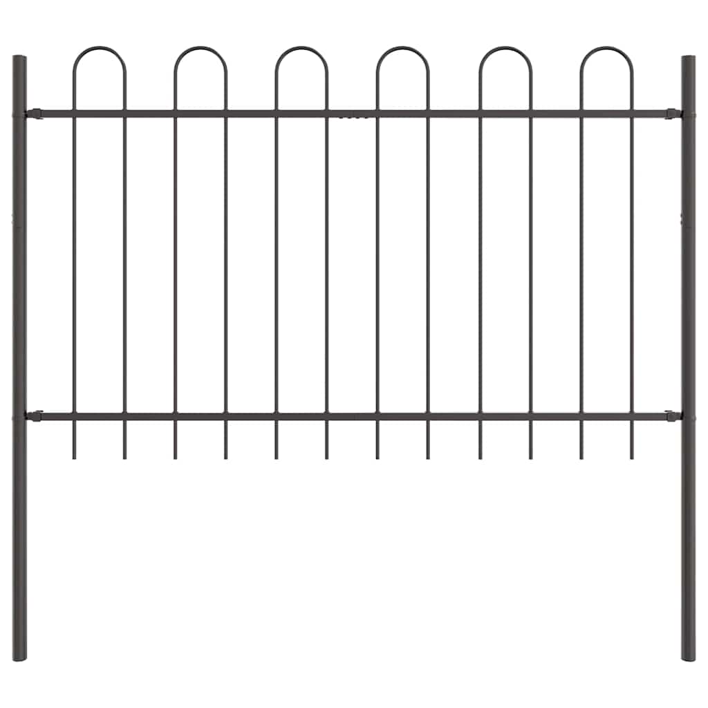 Garden Fence Panel 3 pcs Grey 5.1 x 0.8 m Powder Coated Steel