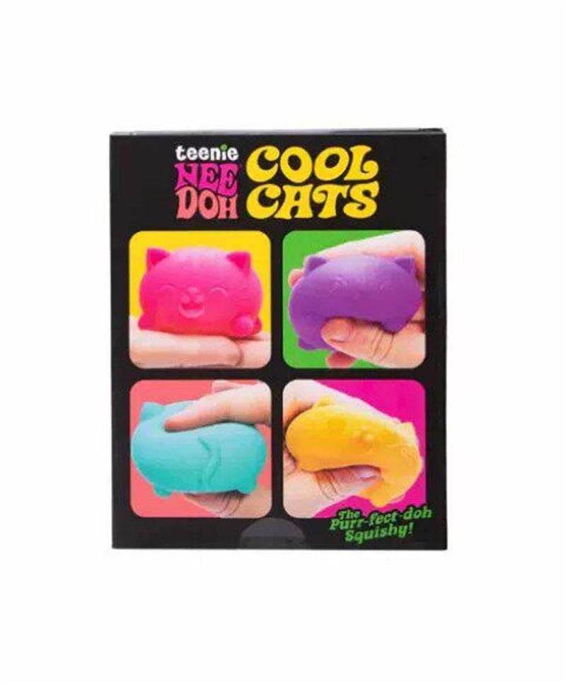 NeeDoh Mini Ice Cube & Cool Cat Squishy Set, Stretchable Stress Relief Fidget for ADHD