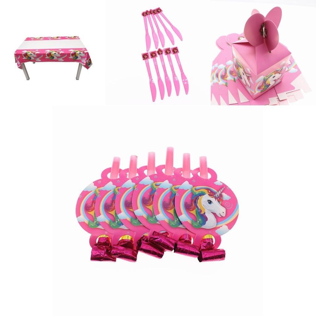 Magical Unicorn Kids Birthday Party Supplies Featuring Colorful Plates Cups And Banners